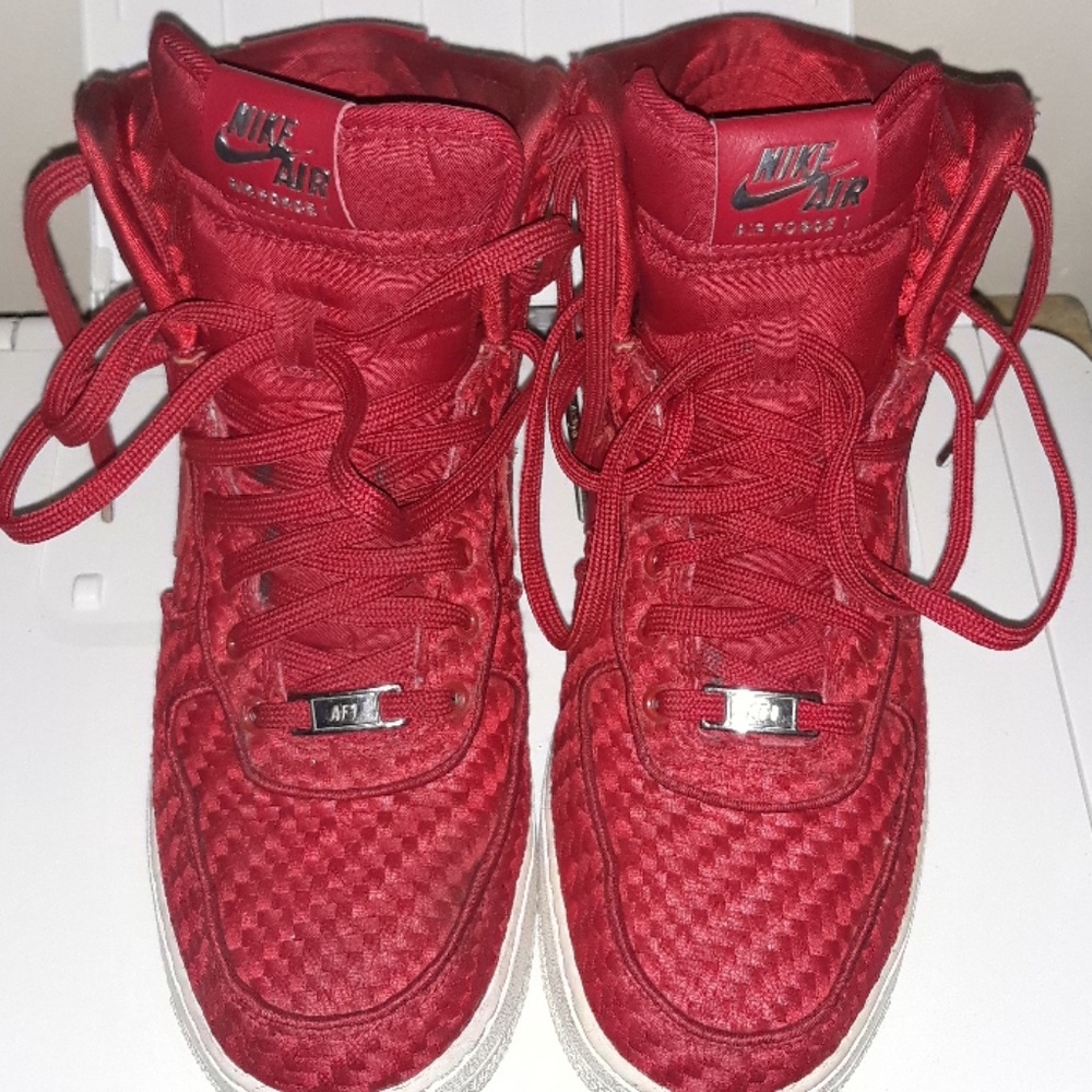 red quilted nike af1